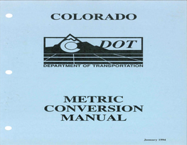 Colorado Metric Conversion Manual