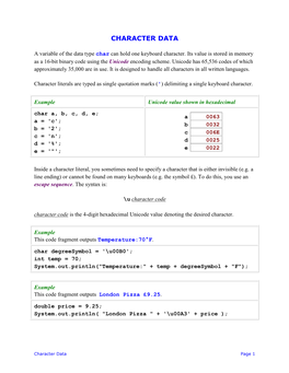 Character Data