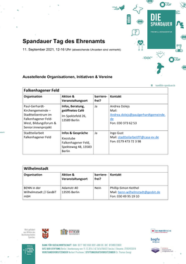 Spandauer Tag Des Ehrenamts