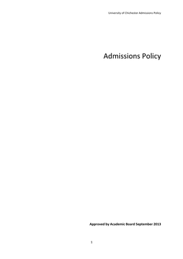 Admissions Policy