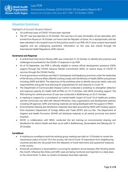 Lao PDR Situation Summary