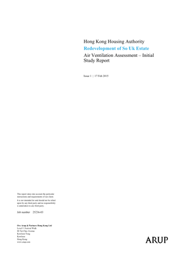 Hong Kong Housing Authority Redevelopment of So Uk Estate Air Ventilation Assessment – Initial Study Report