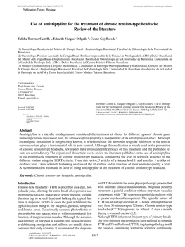 Use of Amitriptyline for the Treatment of Chronic Tension-Type Headache