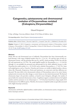 Cytogenetics, Cytotaxonomy and Chromosomal Evolution of Chrysomelinae Revisited (Coleoptera, Chrysomelidae)*