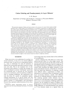 Cation Ordering and Pseudosymmetry in Layer Silicates'