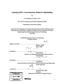 Updating MIT's Cost Estimation Model for Shipbuilding