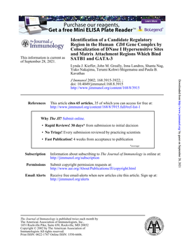 SATB1 and GATA-3 and Matrix Attachment Regions Which Bind