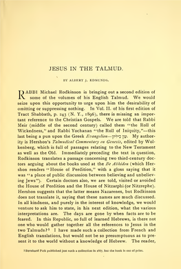 Jesus in the Talmud