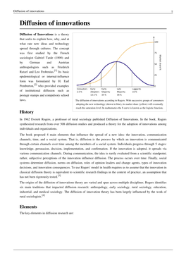 Diffusion of Innovations 1 Diffusion of Innovations