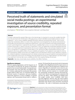 Perceived Truth of Statements and Simulated Social Media Postings