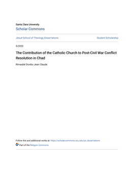 The Contribution of the Catholic Church to Post-Civil War Conflict Resolution in Chad
