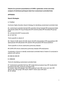 Vitamin D to Prevent Exacerbations of COPD: Systematic Review and Meta- Analysis of Individual Participant Data from Randomised Controlled Trials