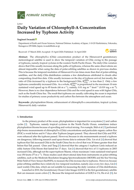 Daily Variation of Chlorophyll-A Concentration Increased by Typhoon Activity