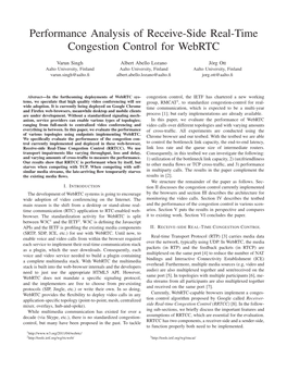 Performance Analysis of Receive-Side Real-Time Congestion Control for Webrtc