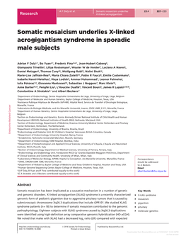 Somatic Mosaicism Underlies X-Linked Acrogigantism Syndrome in Sporadic Male Subjects