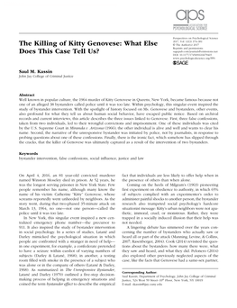 The Killing of Kitty Genovese Research-Article6794652017