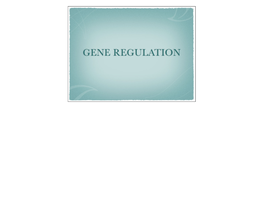 GENE REGULATION Differences Between Prokaryotes & Eukaryotes