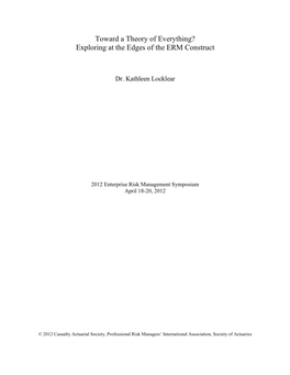 Toward a Theory of Everything? Exploring at the Edges of the ERM Construct