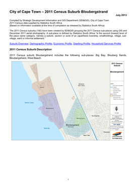 2011 Census Suburb Bloubergstrand July 2013