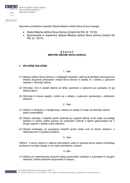 Statut Mestne Občine Nova Gorica (Uradni List RS, Št