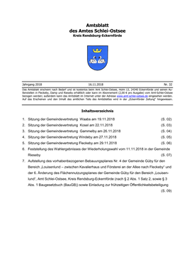 Amtsblatt Des Amtes Schlei-Ostsee Kreis Rendsburg-Eckernförde