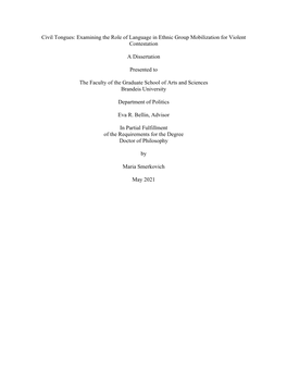 Examining the Role of Language in Ethnic Group Mobilization for Violent Contestation