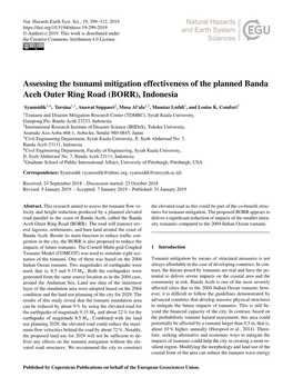 Assessing the Tsunami Mitigation Effectiveness of the Planned Banda Aceh Outer Ring Road (BORR), Indonesia
