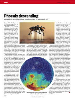Phoenix Descending NASA’S Mars Strategy Goes from “Follow the Water” to “Arrive at the Ice”