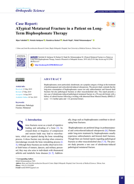 Case Report: Atypical Metatarsal Fracture in a Patient on Long- Term Bisphosphonate Therapy