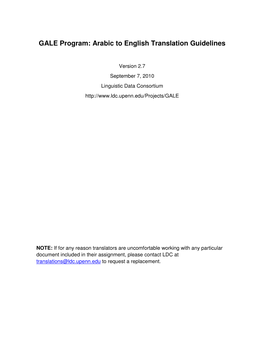 GALE Program: Arabic to English Translation Guidelines