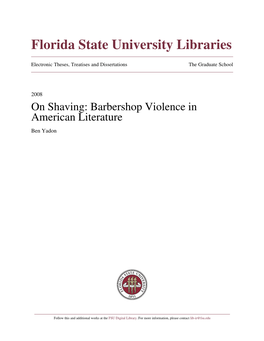 On Shaving: Barbershop Violence in American Literature Ben Yadon