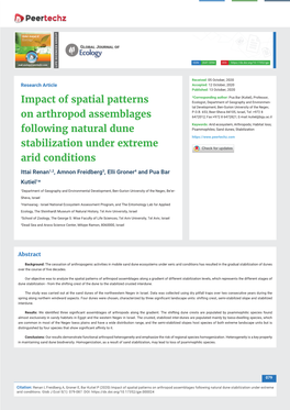 Impact of Spatial Patterns on Arthropod Assemblages Following Natural Dune Stabilization Under Extreme Arid Conditions