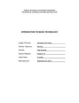 Introduction to Music Technology