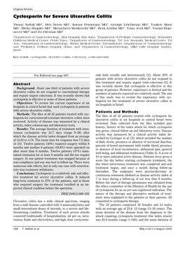 Cyclosporin for Severe Ulcerative Colitis