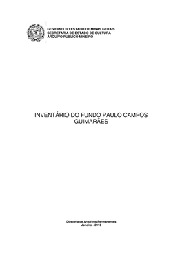 Inventário Do Fundo Paulo Campos Guimarães