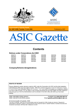 ASIC Gazette