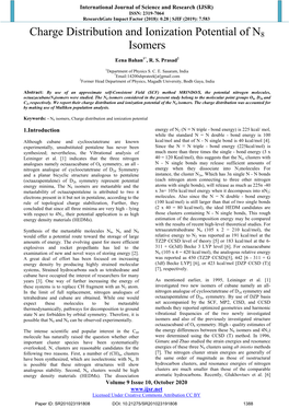 Charge Distribution and Ionization Potential of N8 Isomers