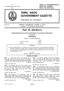 Tamil Nadu Government Gazette