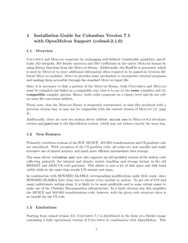 1 Installation Guide for Columbus Version 7.1 with Openmolcas Support (Colmol-2.1.0)