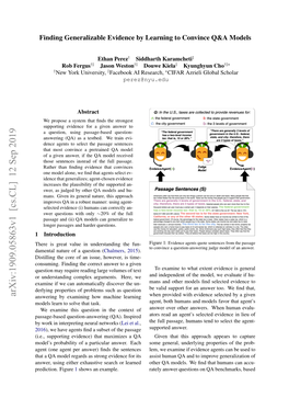 Arxiv:1909.05863V1 [Cs.CL] 12 Sep 2019 Answering by Examining How Machine Learning When Provided with Evidence Selected by a Given Models Learn to Solve That Task