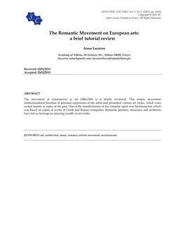The Romantic Movement on European Arts: a Brief Tutorial Review