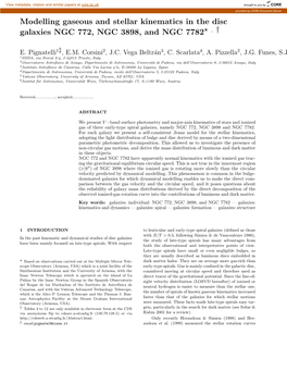 Modelling Gaseous and Stellar Kinematics in the Disc ? , Galaxies NGC 772, NGC 3898, and NGC 7782 †