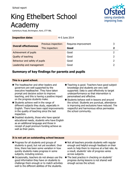 King Ethelbert School Academy Canterbury Road, Birchington, Kent, CT7 9BL