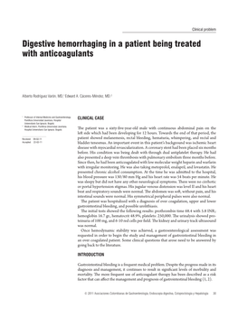 Digestive Hemorrhaging in a Patient Being Treated with Anticoagulants