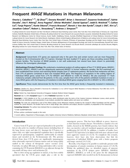 Frequent MAGE Mutations in Human Melanoma