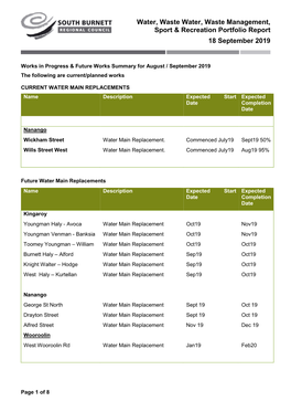 Water, Waste Water, Waste Management, Sport & Recreation