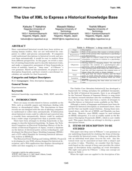 The Use of XML to Express a Historical Knowledge Base
