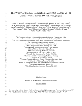 (May 2008 to April 2010): Climate Variability and Weather Highlights