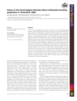 Status of the Black-Legged Kittiwake (Rissa Tridactyla) Breeding