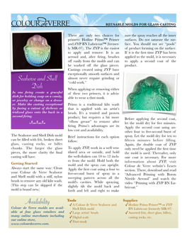 Seahorse and Shell Dish Mold Brief Instructions for Each Option Spray